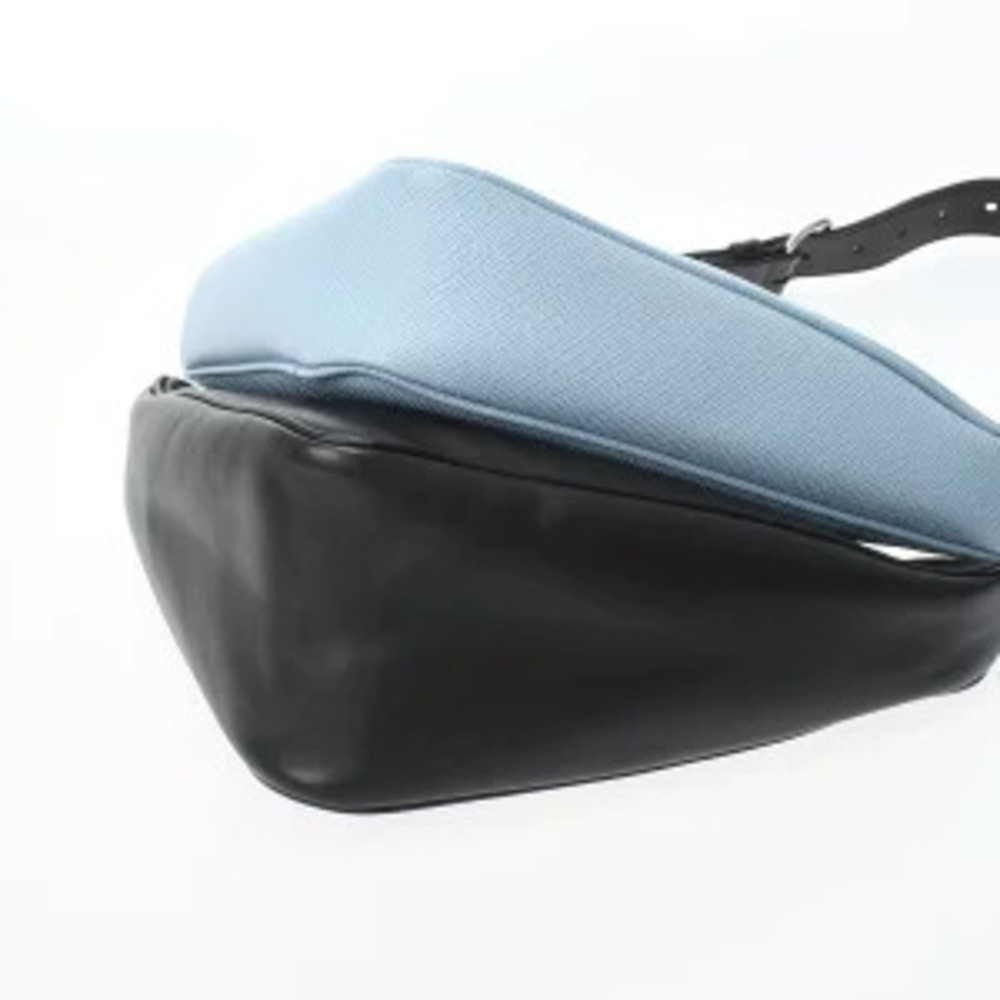 Prada Triangle Shoulder Bag Blue Black Saffiano Leather - Picture 4 of 9